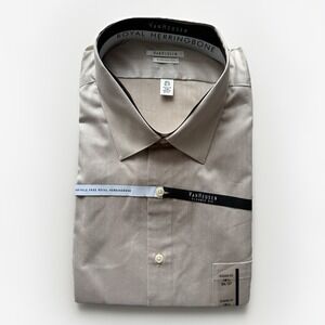 Van Heusen Shirt Mens 18.5 36/37 Grey Regular Fit Wrinkle Free Pinpoint